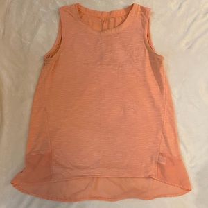 Peach, sleeveless top with sheer detailing